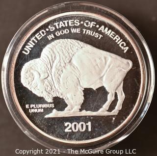 2001 Commemorative "Buffalo Nickel" Silver Dollar Coin; 26g 