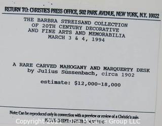 Christie's Press Packet produced for the 1994 Barbra Streisand Auction