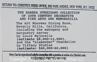 Christie's Press Packet produced for the 1994 Barbra Streisand Auction