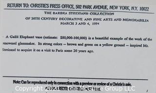 Christie's Press Packet produced for the 1994 Barbra Streisand Auction