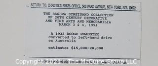 Christie's Press Packet produced for the 1994 Barbra Streisand Auction