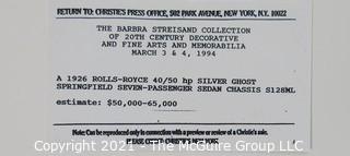 Christie's Press Packet produced for the 1994 Barbra Streisand Auction