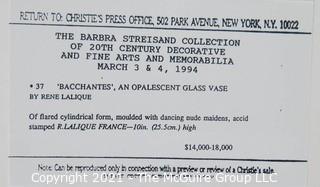 Christie's Press Packet produced for the 1994 Barbra Streisand Auction