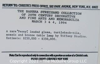 Christie's Press Packet produced for the 1994 Barbra Streisand Auction