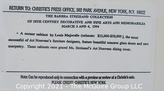 Christie's Press Packet produced for the 1994 Barbra Streisand Auction