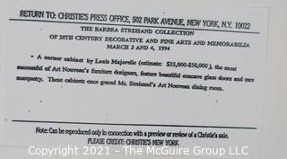 Christie's Press Packet produced for the 1994 Barbra Streisand Auction