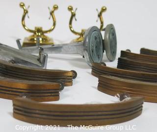 Group of Vintage Furniture Hardware Including Drawer Pulls, Shelf Brackets and Hooks. 
