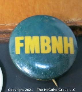 Nixon and Reagan Era Political Memorabilia including glassware and "FMBNH" (For McGovern Before New Hampshire) Pin