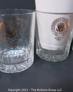 Nixon and Reagan Era Political Memorabilia including glassware and "FMBNH" (For McGovern Before New Hampshire) Pin