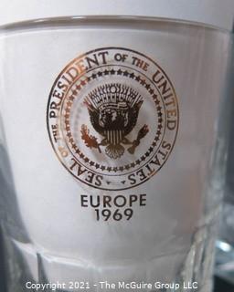 Nixon and Reagan Era Political Memorabilia including glassware and "FMBNH" (For McGovern Before New Hampshire) Pin