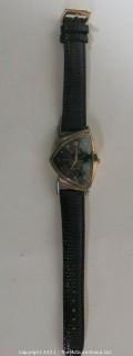 Hamilton electric "Ventura" watch, gold-toned w/leather strap (untested) re-photo