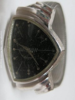 Hamilton "Ventura" watch, black face, missing crown, mesh watch band Italy (untested)