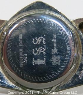 Hamilton "Ventura" watch, black face, missing crown, mesh watch band Italy (untested)