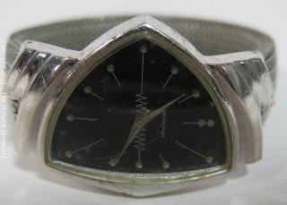 Hamilton "Ventura" watch, black face, missing crown, mesh watch band Italy (untested)