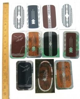 Group of Vintage Art Deco Chrome with Enamel Decoration Men's Hair Brush Covers or Panels. 