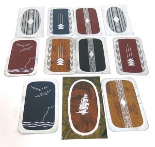 Group of Vintage Art Deco Chrome with Enamel Decoration Men's Hair Brush Covers or Panels. 