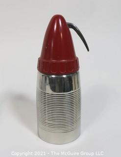 "Atomic" Art Deco Sparklet Chrome Soda Siphon with Red Top
