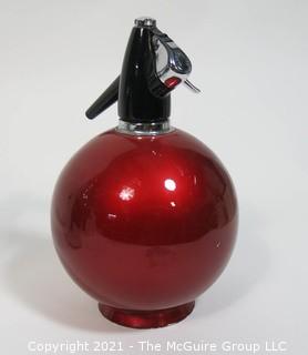 Vintage Art Deco Red Globe Master Double Capacity Soda Siphon Made by BOC, England.