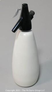 Vintage White Enamel with Black Top Metal Ovoid Soda Siphon by Sparklets BOC Made in England