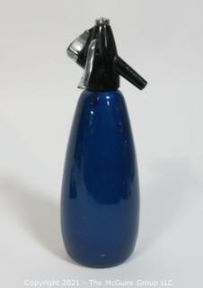 Vintage Blue Metal Ovoid Soda Siphon by Sparklets BOC Made in England.