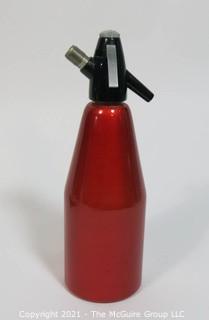 Vintage ISI Austria Red Brushed Aluminum Soda Siphon 