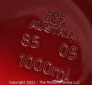 Vintage ISI Austria Red Brushed Aluminum Soda Siphon 