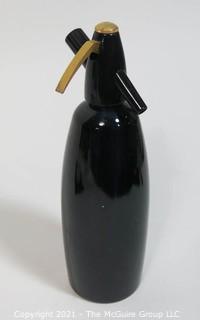 Vintage Black with Gold Trim ISI Austria Soda Siphon Bar Seltzer Bottle.