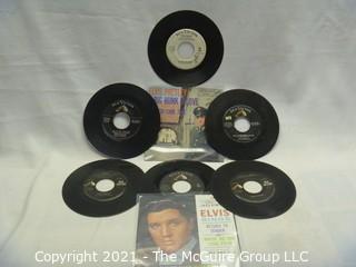 Vinyl Record: 45rpm: Various (7) 60's pop/rock  Elvis (promo) (sleeves)