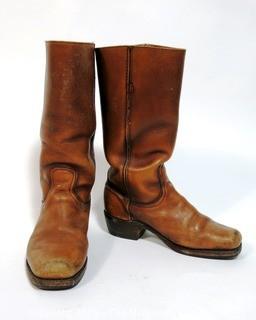 Vintage Men's Brown Leather Frye Boots, Size 8 1/2,