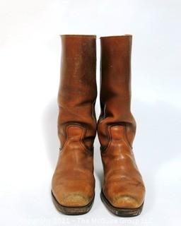 Vintage Men's Brown Leather Frye Boots, Size 8 1/2,