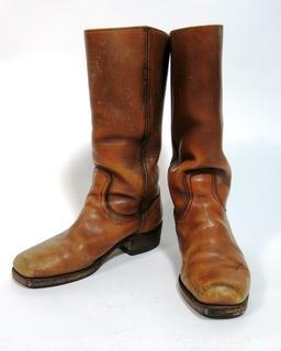 Vintage Men's Brown Leather Frye Boots, Size 8 1/2,