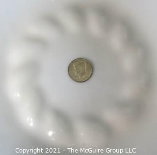 Hand Blown White Charger Bowl.  Measures approximately 20" in diameter. (Kennedy Half Dollar is placed for size perspective)