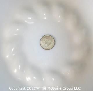 Hand Blown White Charger Bowl.  Measures approximately 20" in diameter. (Kennedy Half Dollar is placed for size perspective)