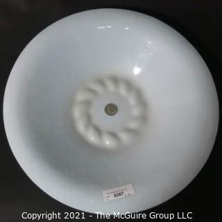 Hand Blown White Charger Bowl.  Measures approximately 20" in diameter. (Kennedy Half Dollar is placed for size perspective)