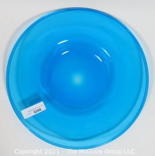 Aqua Blue Hand Blown Glass Charger Plate Made by Sinclair.  Measures approximately 16" in diameter.