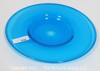 Aqua Blue Hand Blown Glass Charger Plate Made by Sinclair.  Measures approximately 16" in diameter.