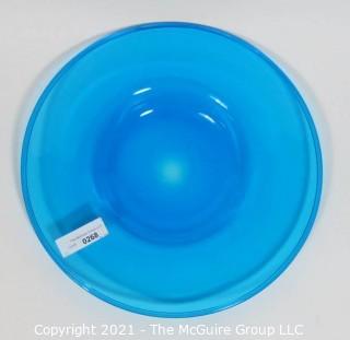 Aqua Blue Hand Blown Glass Charger Plate Made by Sinclair.  Measures approximately 16" in diameter.