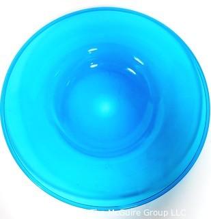 Aqua Blue Hand Blown Glass Charger Plate Made by Sinclair.  Measures approximately 16" in diameter.