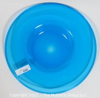 Aqua Blue Hand Blown Glass Charger Plate Made by Sinclair.  Measures approximately 16" in diameter.