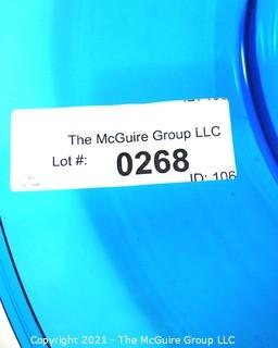 Aqua Blue Hand Blown Glass Charger Plate Made by Sinclair.  Measures approximately 16" in diameter.