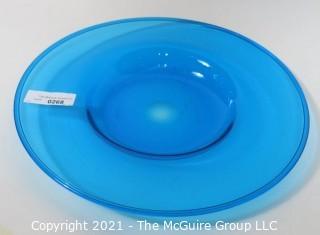 Aqua Blue Hand Blown Glass Charger Plate Made by Sinclair.  Measures approximately 16" in diameter.