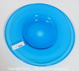 Aqua Blue Hand Blown Glass Charger Plate Made by Sinclair.  Measures approximately 16" in diameter.