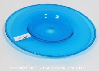 Aqua Blue Hand Blown Glass Charger Plate Made by Sinclair.  Measures approximately 16" in diameter.