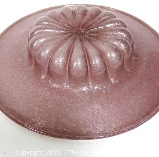 Hand Blown Lavender Crizzled Glass Charger Plate Made in Venice Circa 1910.  Measures approximately 15" in diameter.