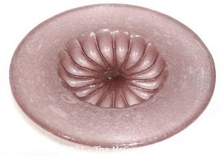 Hand Blown Lavender Crizzled Glass Charger Plate Made in Venice Circa 1910.  Measures approximately 15" in diameter.