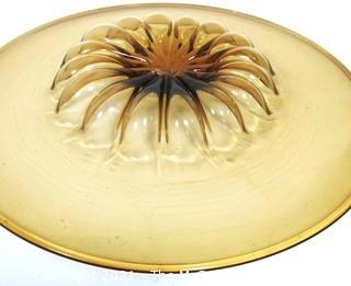 Hand Blown Amber Glass Shallow Bowl Made in Venice Circa 1910.  Measures approximately 16" in diameter.