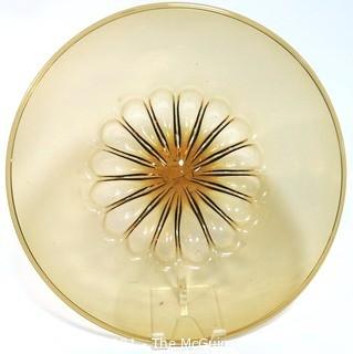 Hand Blown Amber Glass Shallow Bowl Made in Venice Circa 1910.  Measures approximately 16" in diameter.