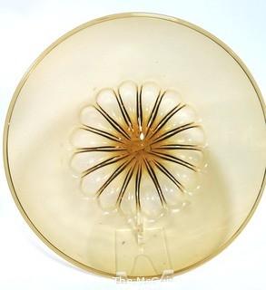 Hand Blown Amber Glass Shallow Bowl Made in Venice Circa 1910.  Measures approximately 16" in diameter.