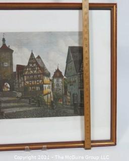 Framed Original Colored Etching titles "Plonlein" by Ernst Geissendorfer; circa 1965