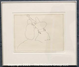 Framed Under Glass Original Pen & Ink Drawing Signed By Artist Futzie Nutzle (Bruce Kleinsmith).  Measures approximately 20" x 18".